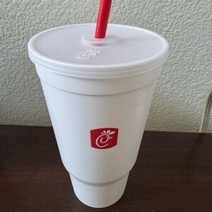 Chic fil A Reusable Drink Cups with Red Straw ( NEVER USED) (2 available)